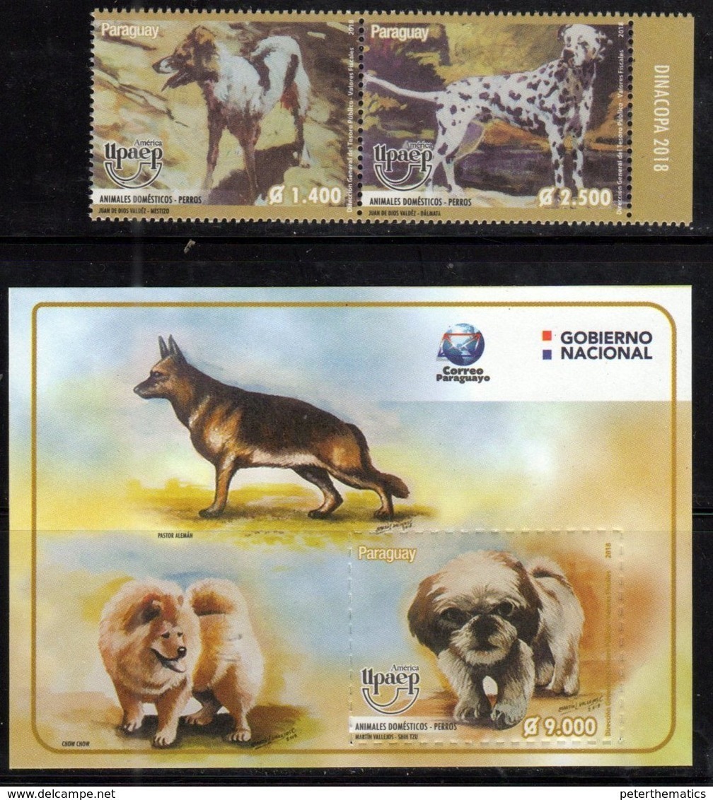 PARAGUAY, 2018, MNH,UPAEP, DOMESTIC ANIMALS, DOGS, 2v+S/SHEET - Dogs