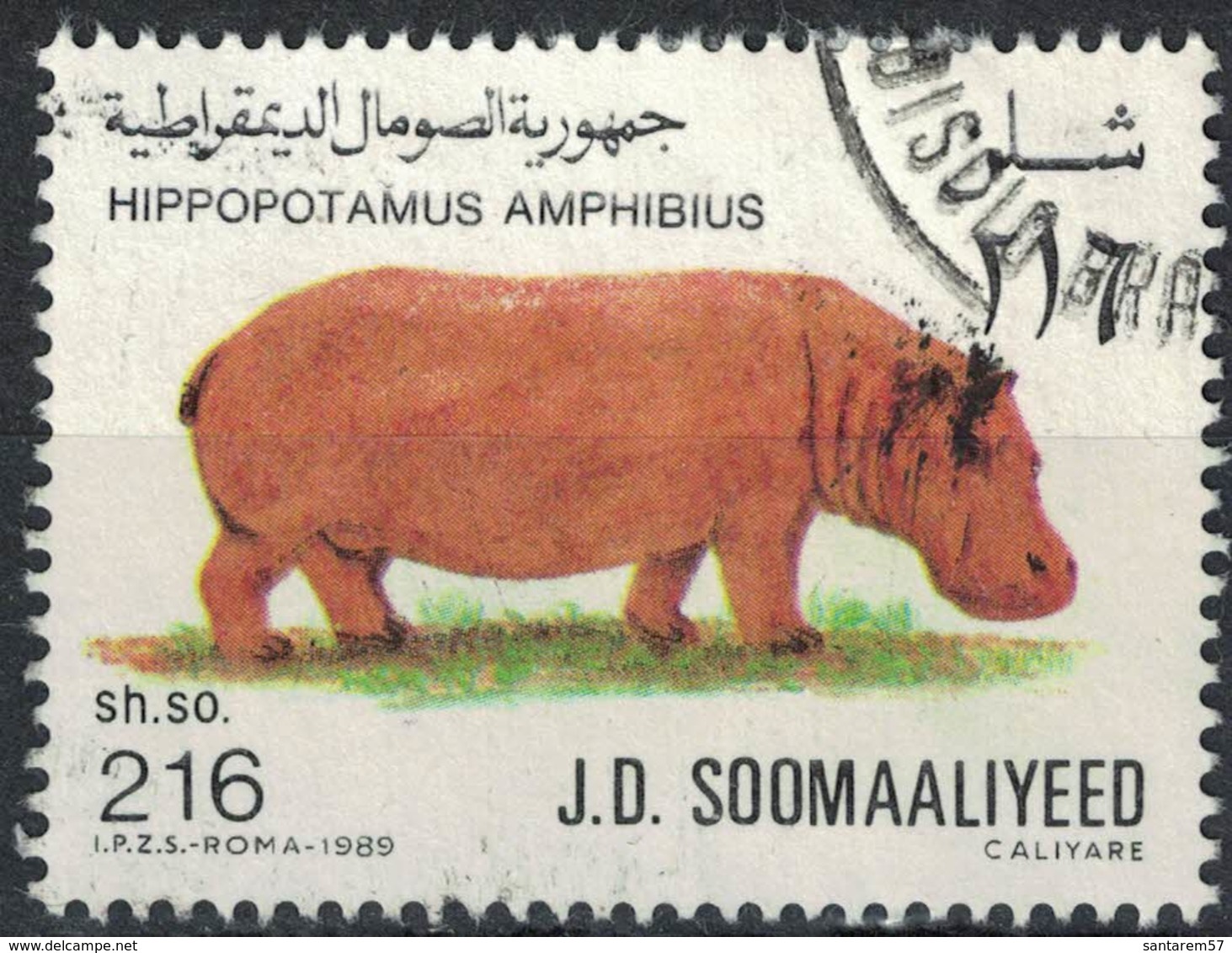 Somalie 1989 Oblitéré Used Animal Hippopotamus Amphibius Hippopotame - Somalie (1960-...)