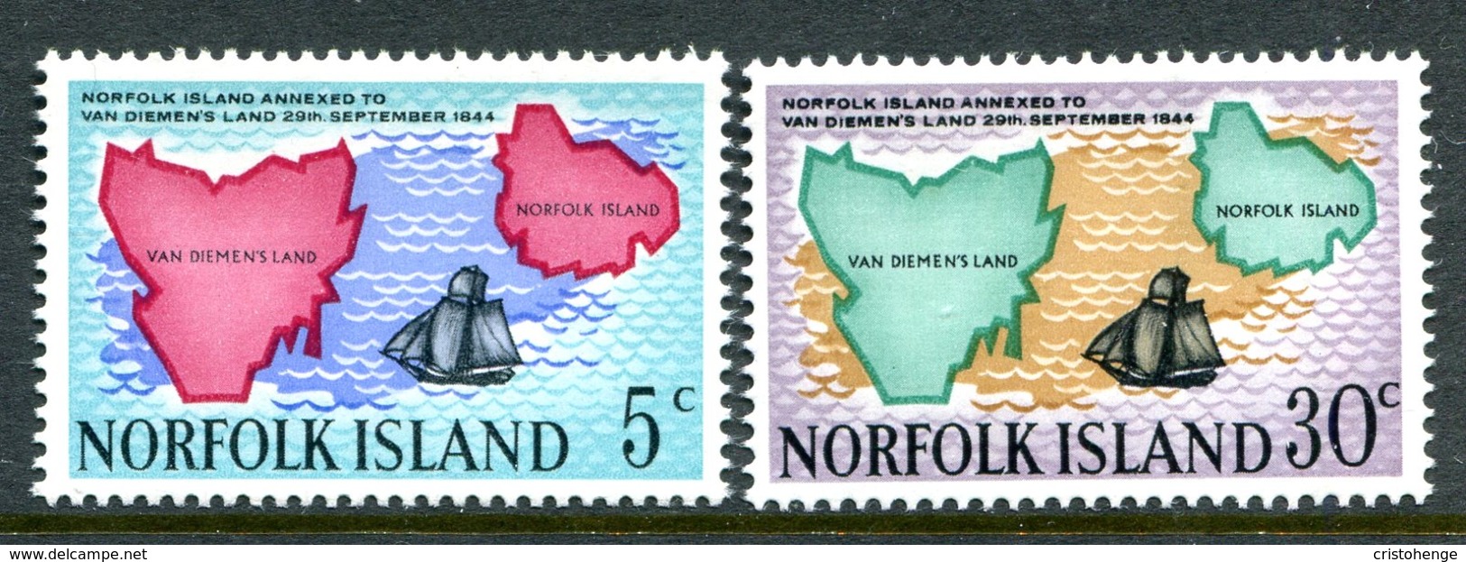 Norfolk Island 1969 125th Anniversary Of The Annexation Of Norfolk Island Set MNH (SG 100-101) - Ile Norfolk