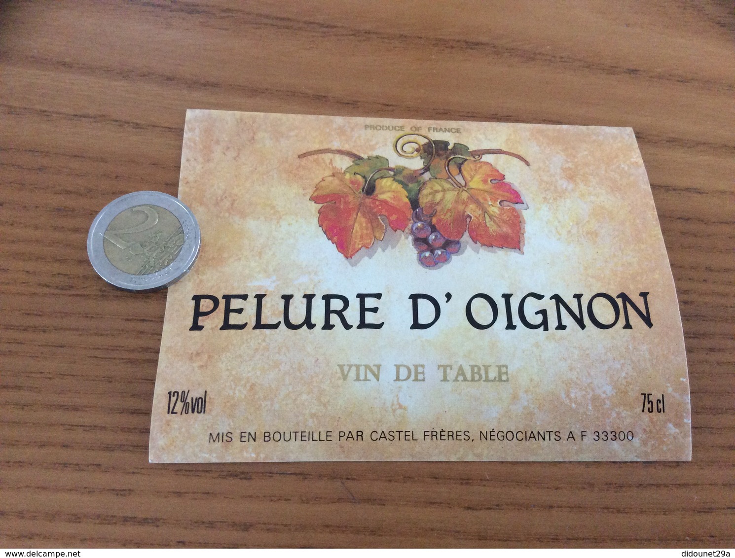 Etiquette « Vin De Table - Pelure D’Oignon - CASTEL FRÈRES - (33)» - Rosés