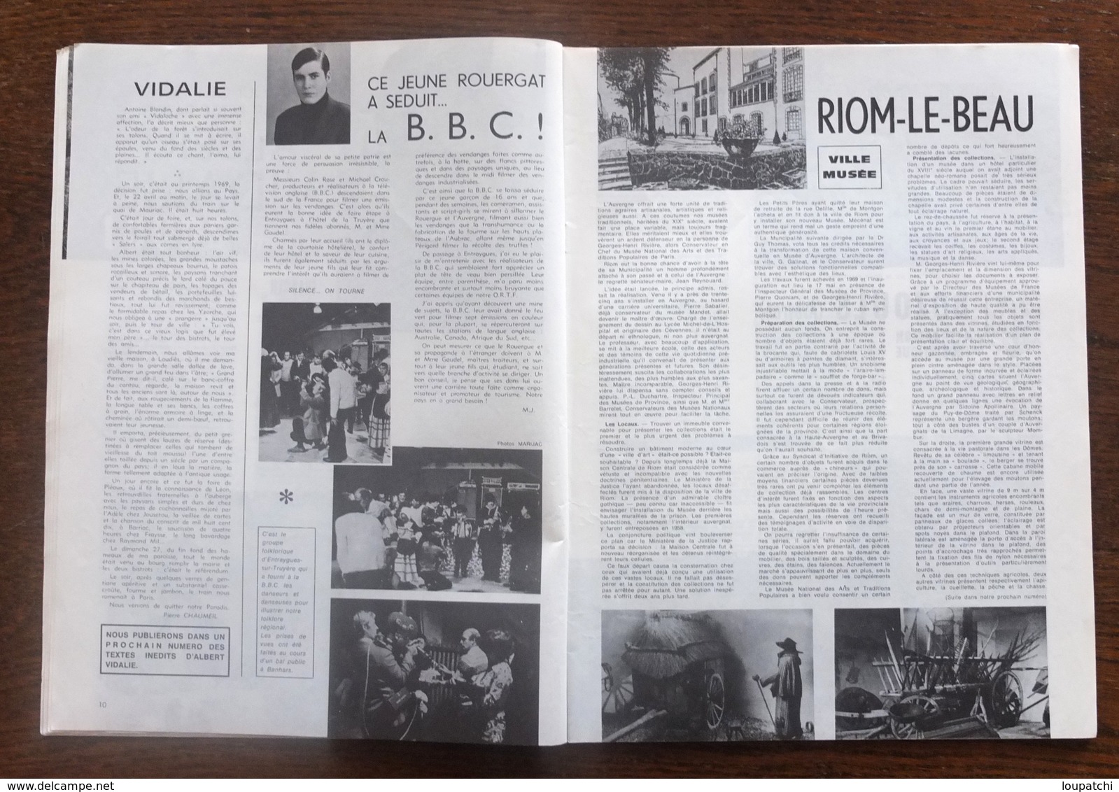 PARIS CENTRE AUVERGNE N°19 FEVRIER 1972 RIOM BOZOULS LA MORT DU COCHON PEYNET ... - Turismo Y Regiones