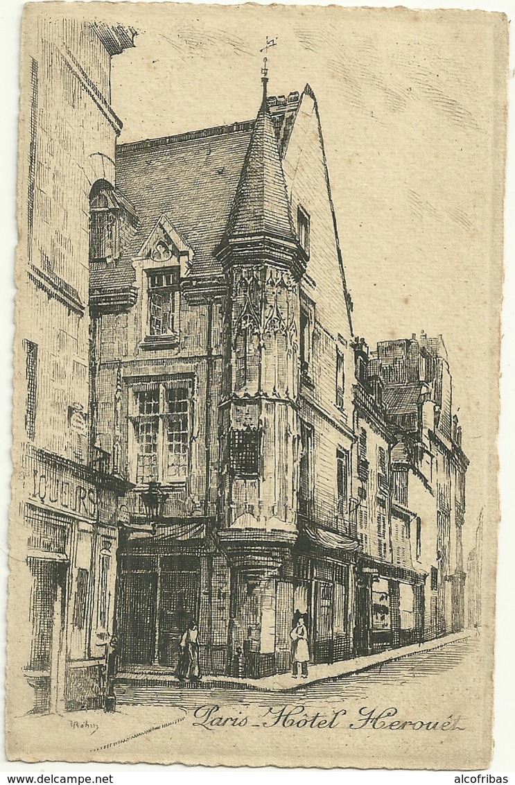 75 CPA Paris Gravure Eau Forte Hotel Herouet Robin Graveur - Other Monuments