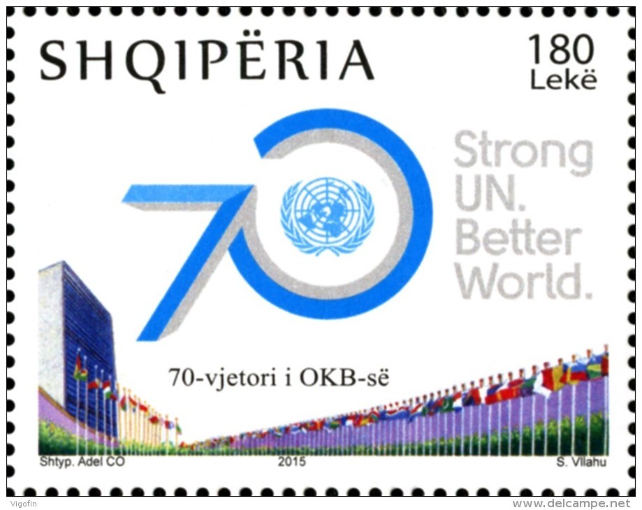 AL 2015-7 70A°ONU ALBANIA, 1 X 1v, MNH - UNO