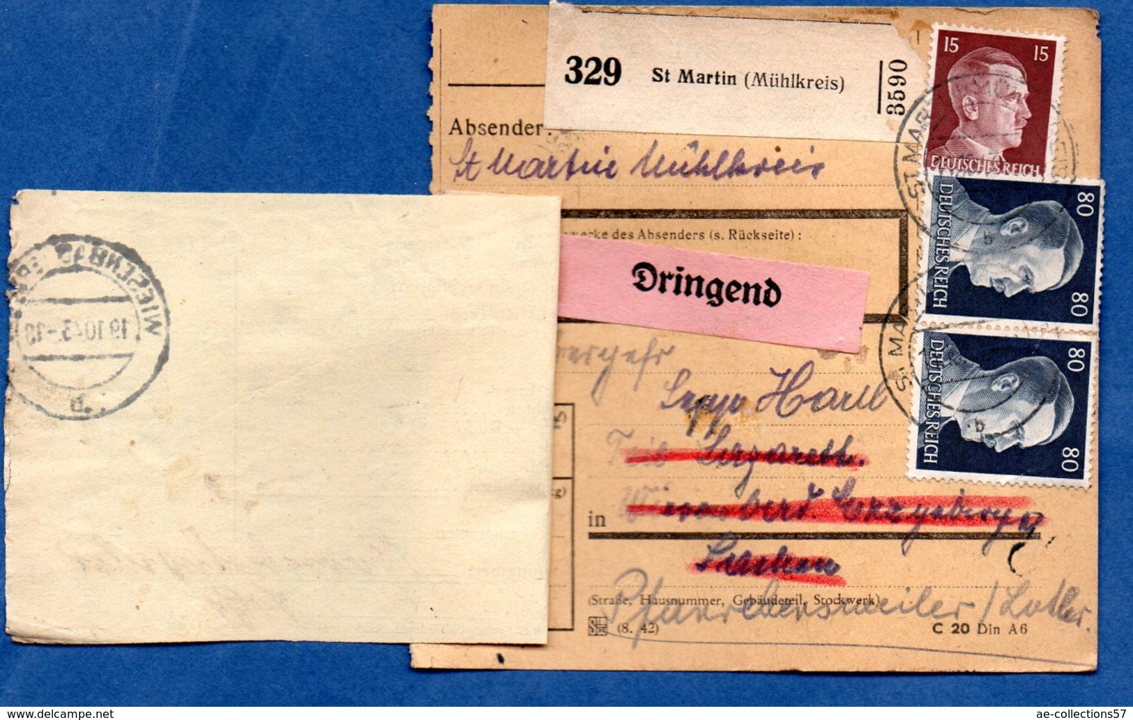 Colis Postal  - Départ St Martin -   19/10/1943 - Covers & Documents