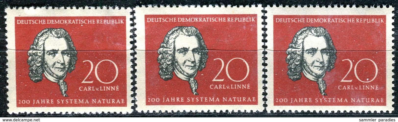 A13-05-8) DDR - 3x Mi 632 - ** Postfrisch (B) - 20Pf  Carl Von Linné - Ungebraucht