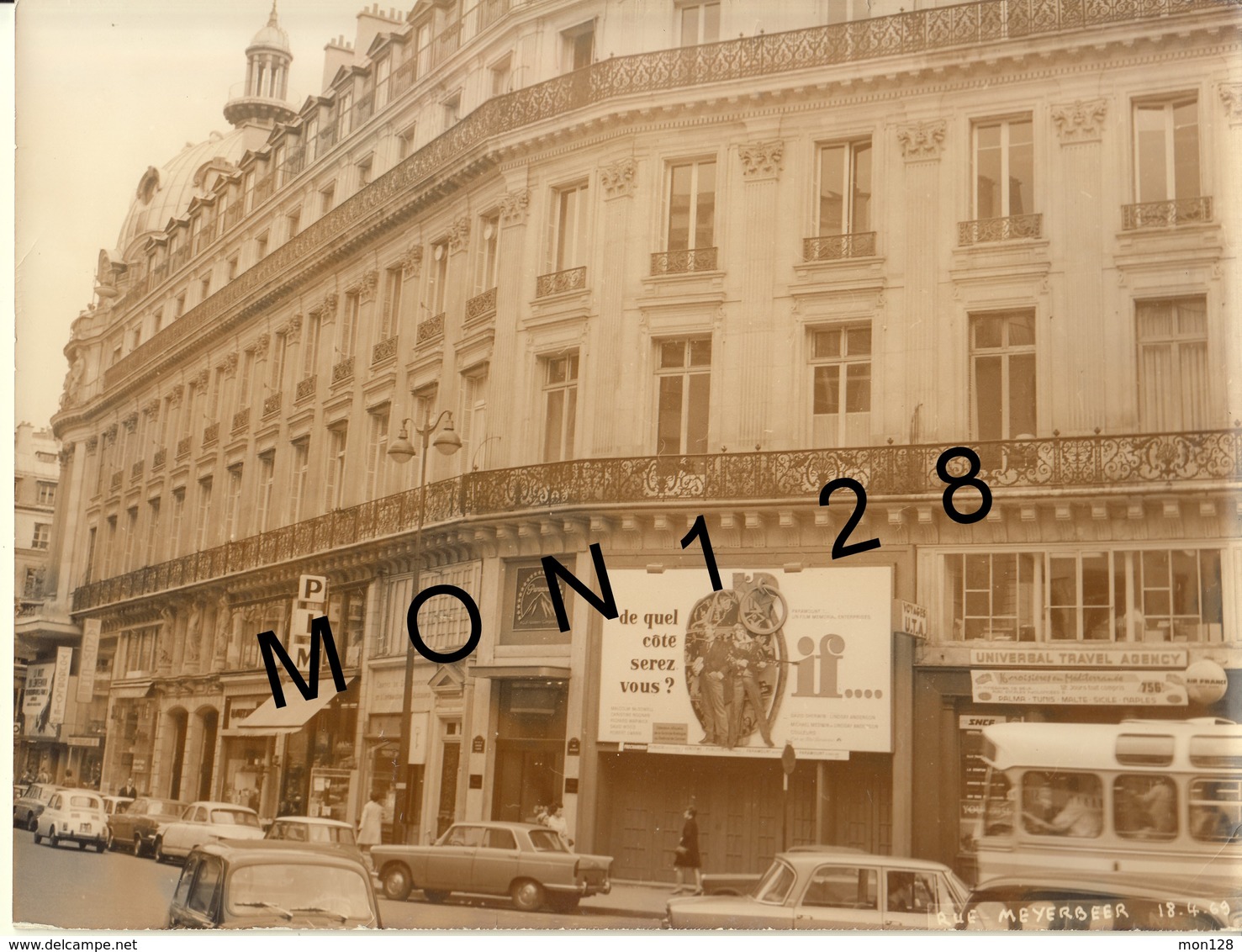 PARIS 9ème - RUE MEYERBEER 18 AVRIL 1969 - PHOTO 24x18 Cms (voitures) - Lieux