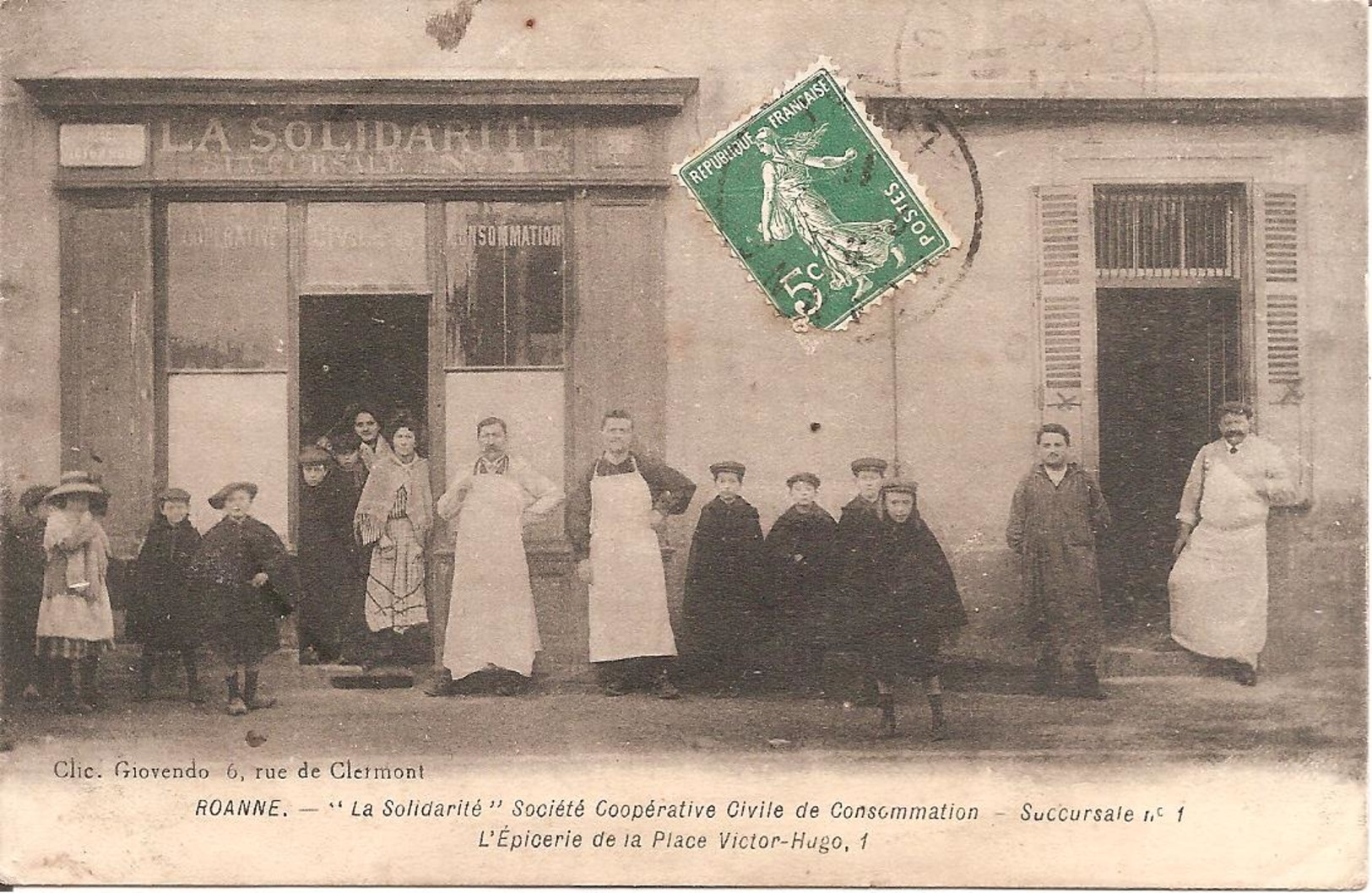 RARE !!! ROANNE (42) "La Solidarité" - L'Epicerie De La Place Victor Hugo En 1911 - Roanne