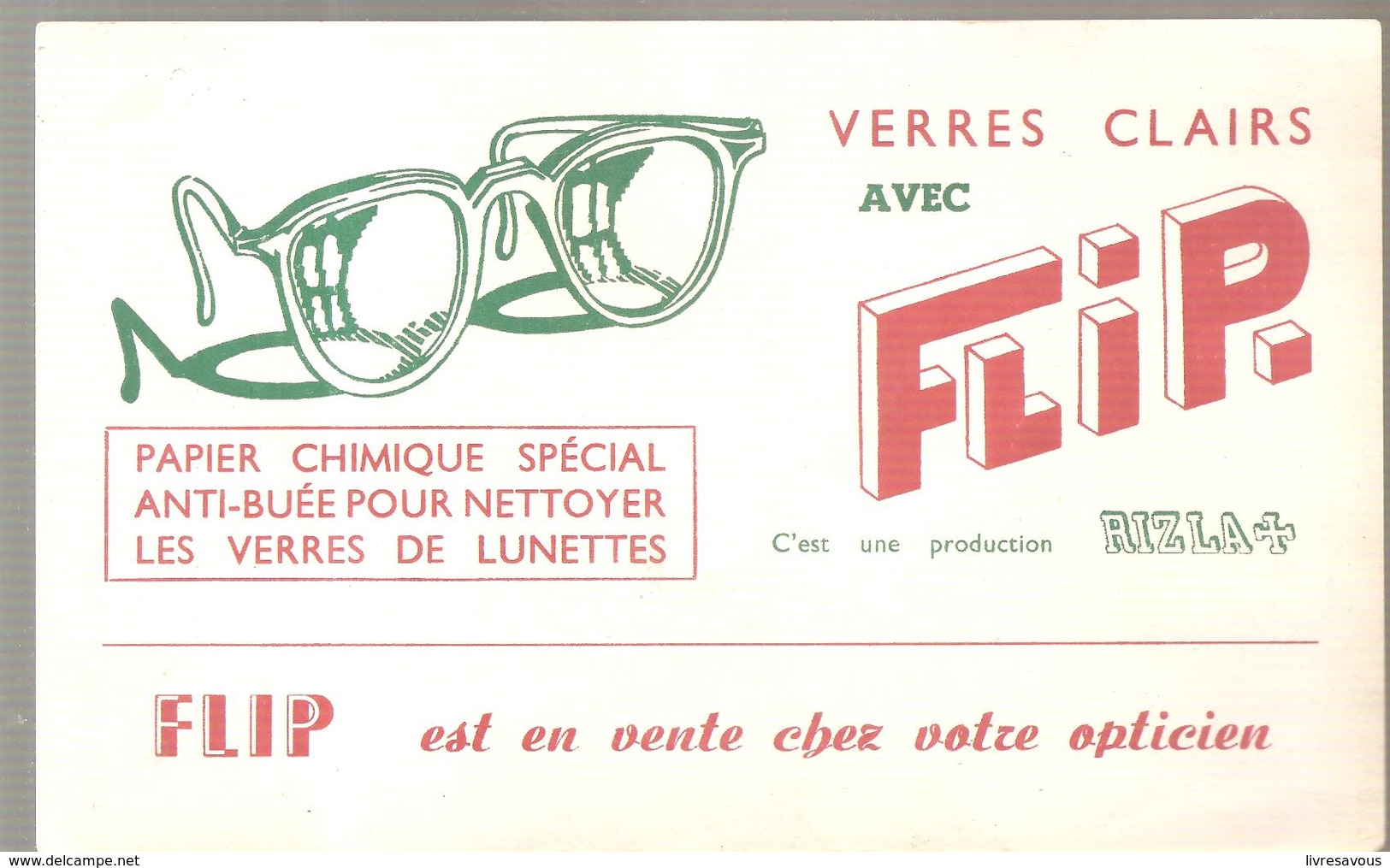 Buvard FLIP. Papier Chimique Spécial Anti-buée Pour Nettoyer Les Verres De Lunettes - Chemist's