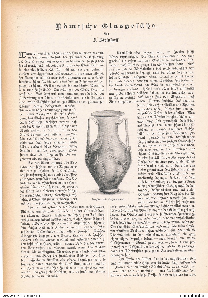 102 Römische Glasgefäße Flaschen Krug Urne 1 Artikel 15 Bildern Von 1894 !! - Autres & Non Classés