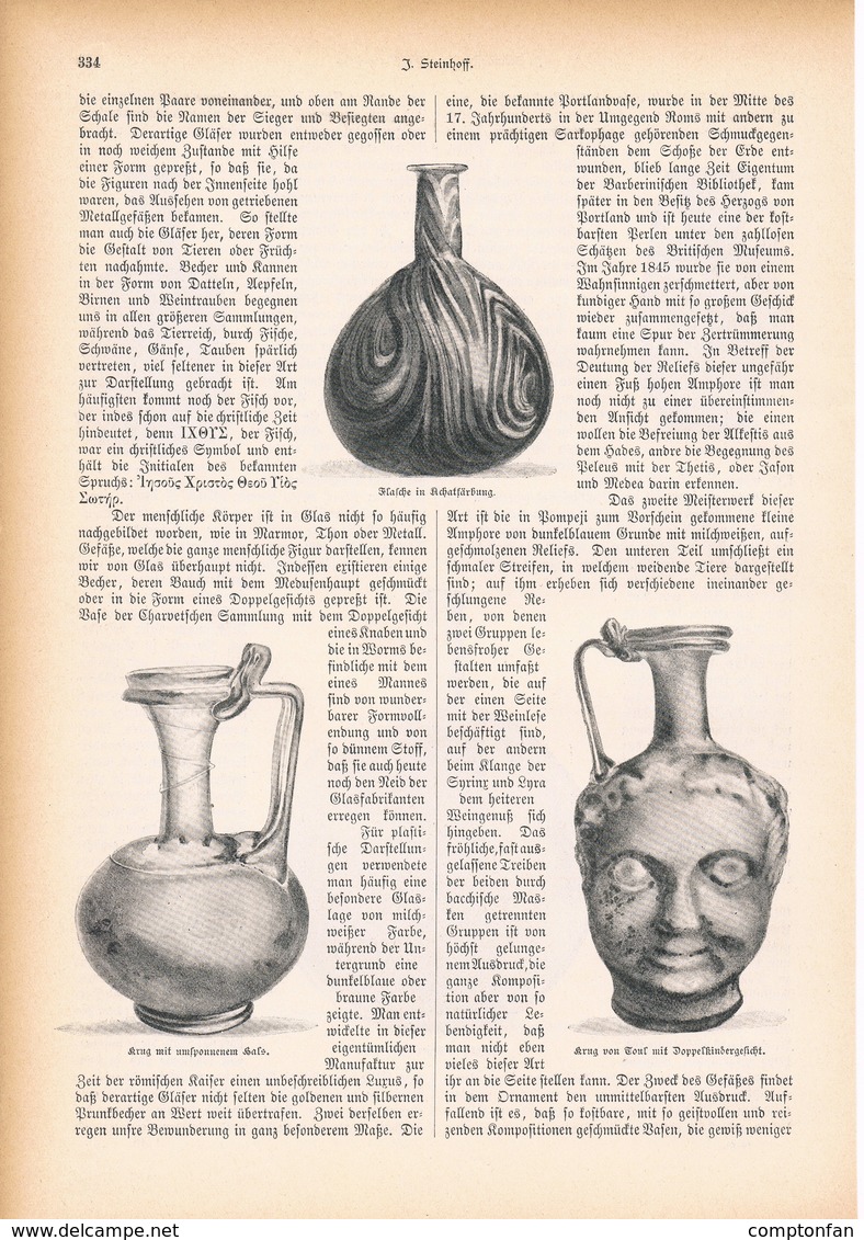 102 Römische Glasgefäße Flaschen Krug Urne 1 Artikel 15 Bildern Von 1894 !! - Andere & Zonder Classificatie