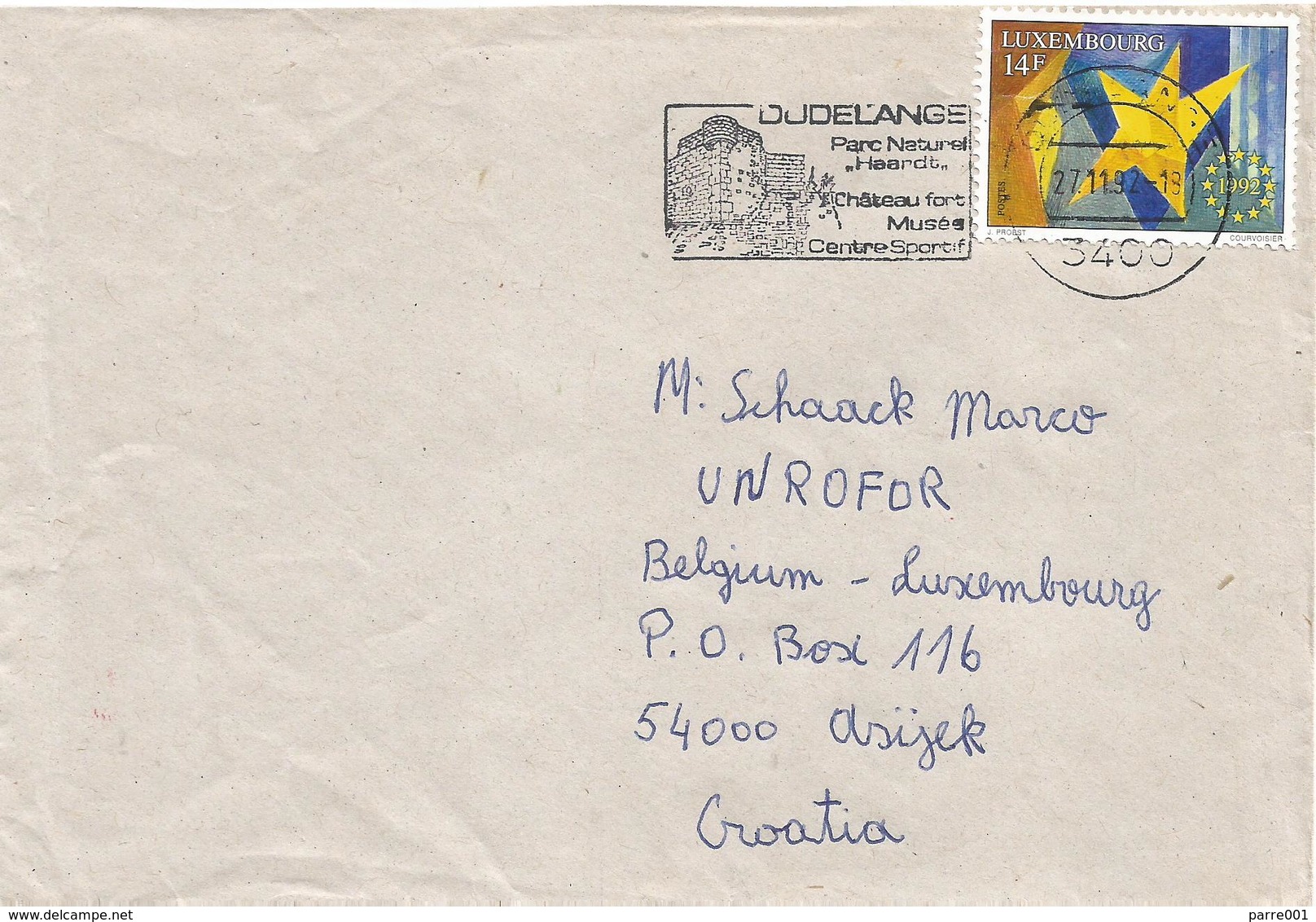 Luxembourg 1992 UNPROFOR Ex-Yugoslavia Osijek Border Area Servia JNA Battle Area Cover - Militaria