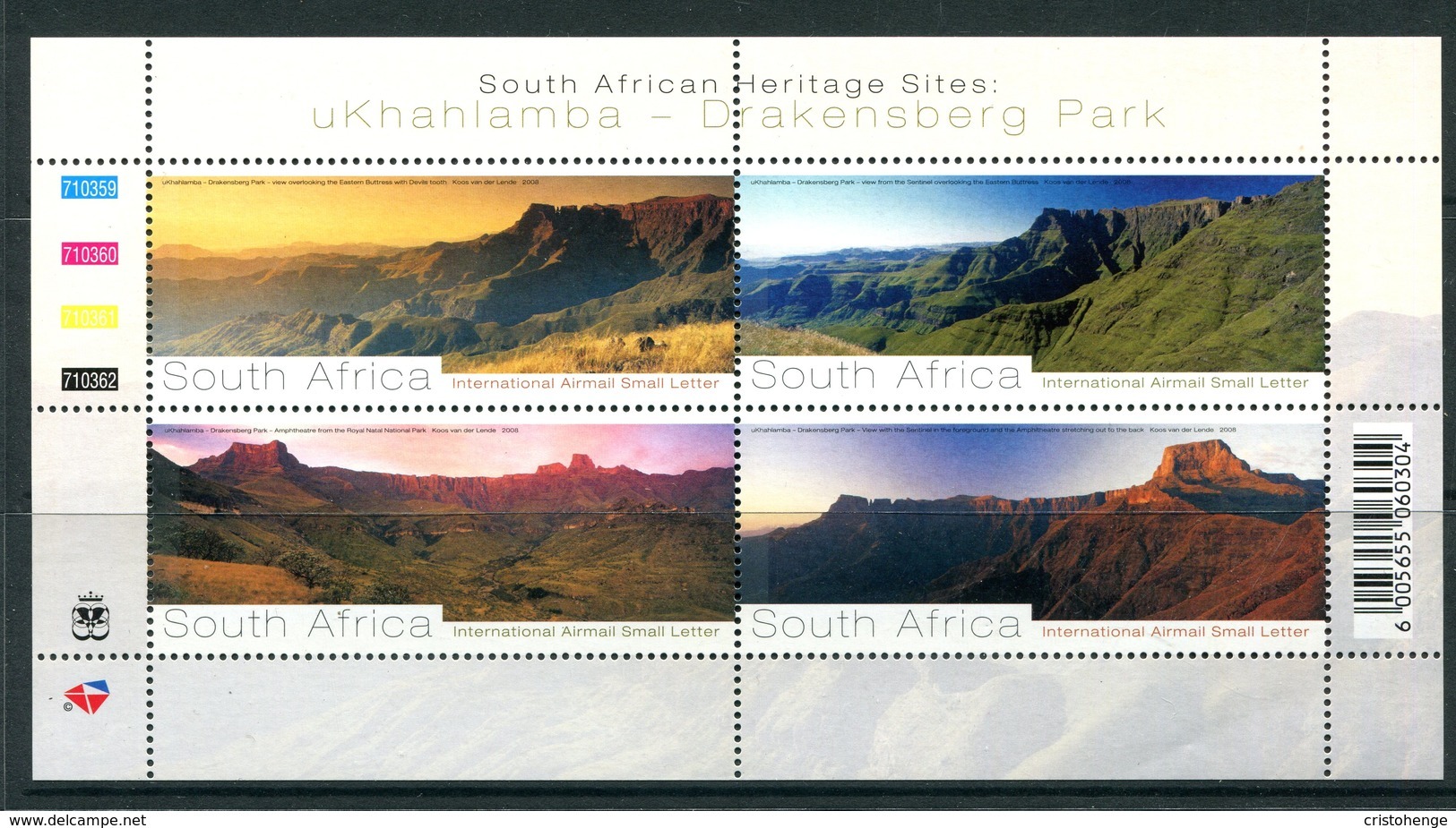 South Africa 2008 Drakensberg Park Sheetlet MNH (SG 1681-1684) - Neufs