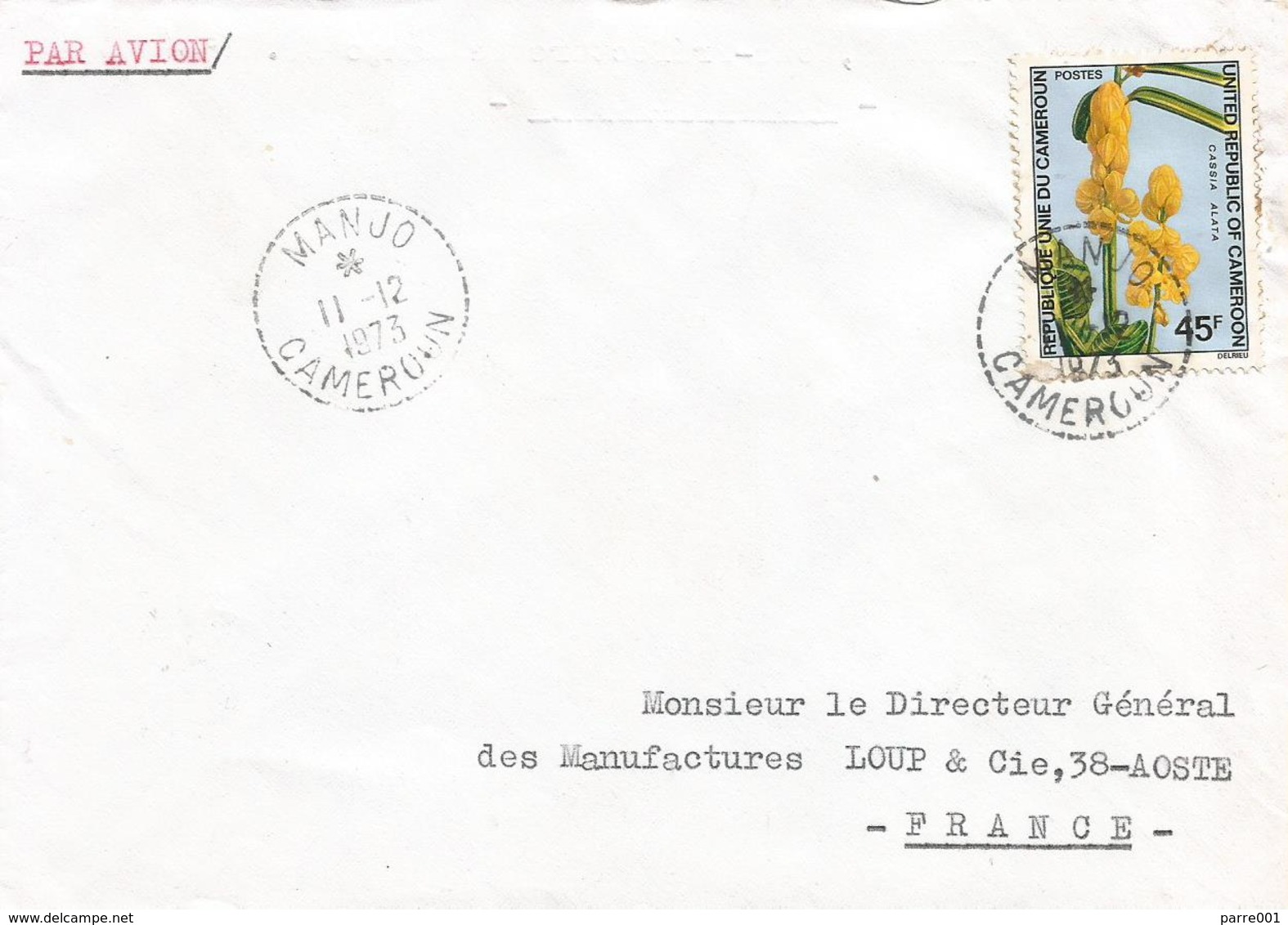 Cameroun Cameroon 1973 Manjo Type 3 Flower Tree Cassia Alata Cover - Cameroun (1960-...)