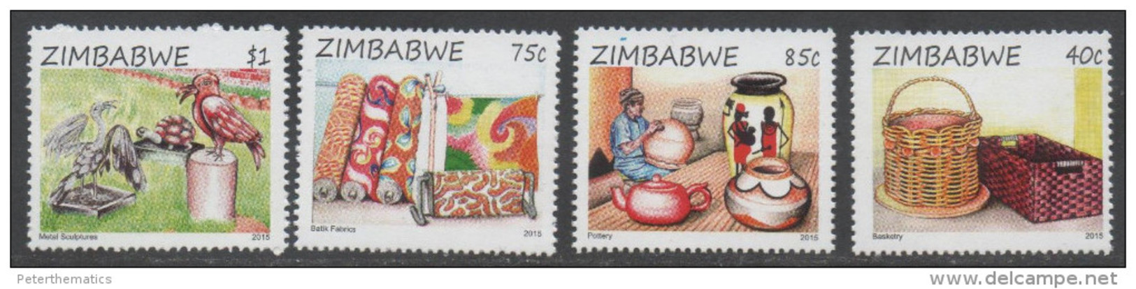 ZIMBABWE ,2015,MNH, HANDICRAFTS, BASKETS, VASES, FABRICS, SCULPTURES, BIRDS, TURTLES,  4v - Other & Unclassified