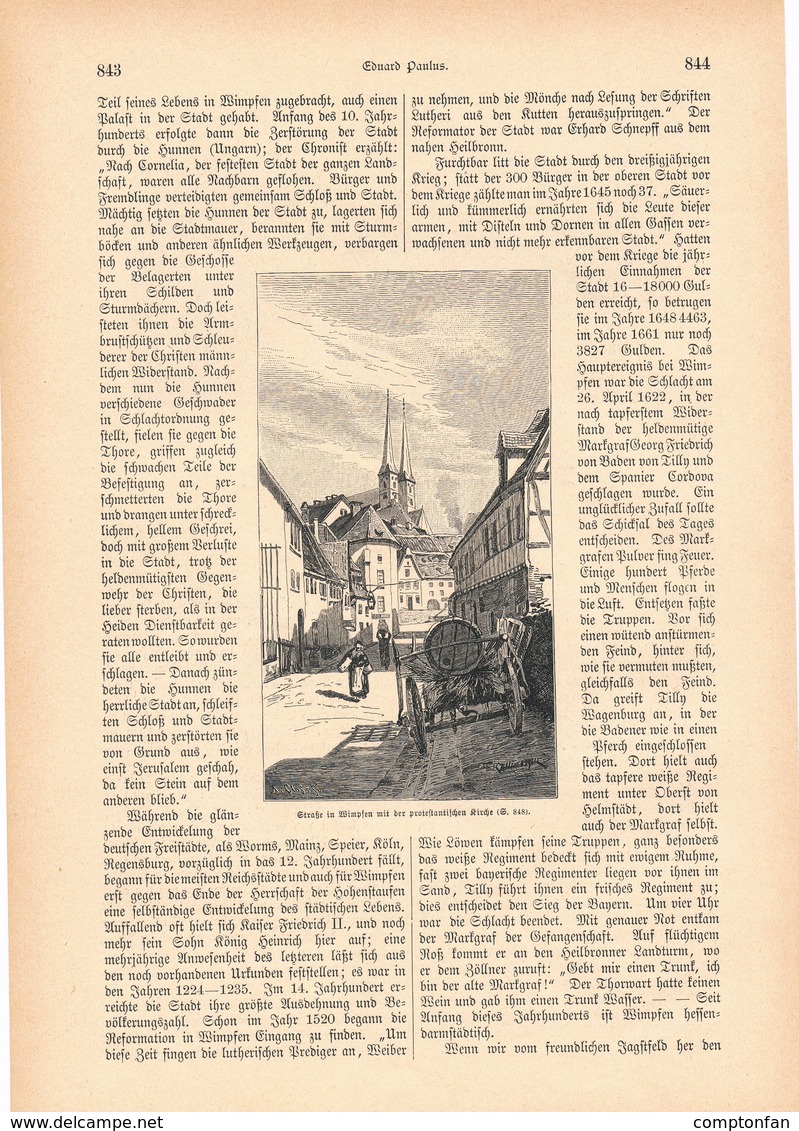 A102 117 - Bad Wimpfen Friedrich Der Große 2 Artikel Mit Ca. 11 Bildern Von 1886 !! - Sonstige & Ohne Zuordnung
