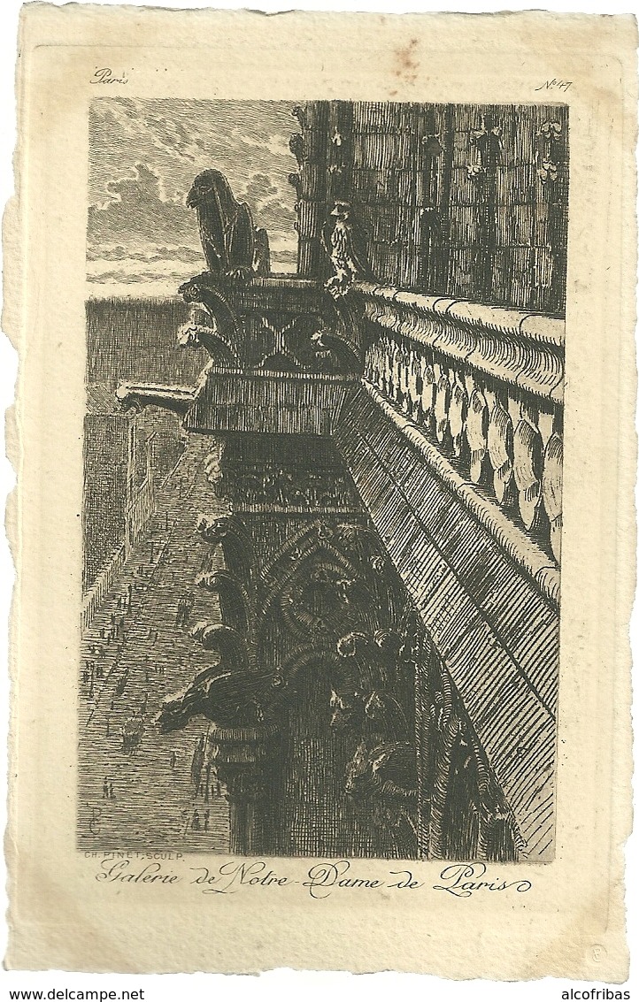 75 CPA Paris Gravure Eau Forte Galerie Notre Dame  Charles Pinet Graveur N° 47 - Notre Dame De Paris