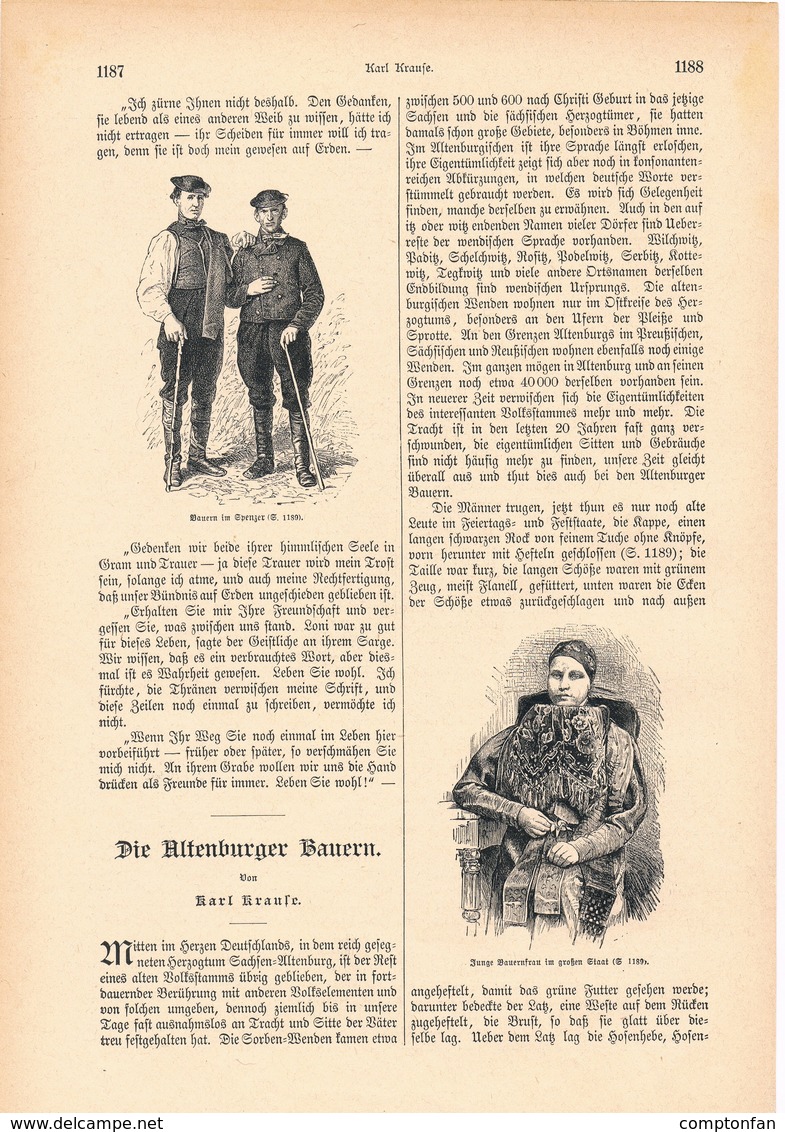 A102 120 - Altenburger Bauern Sachsen 1 Artikel Mit Ca. 7 Bildern Von 1886 !! - Sonstige & Ohne Zuordnung