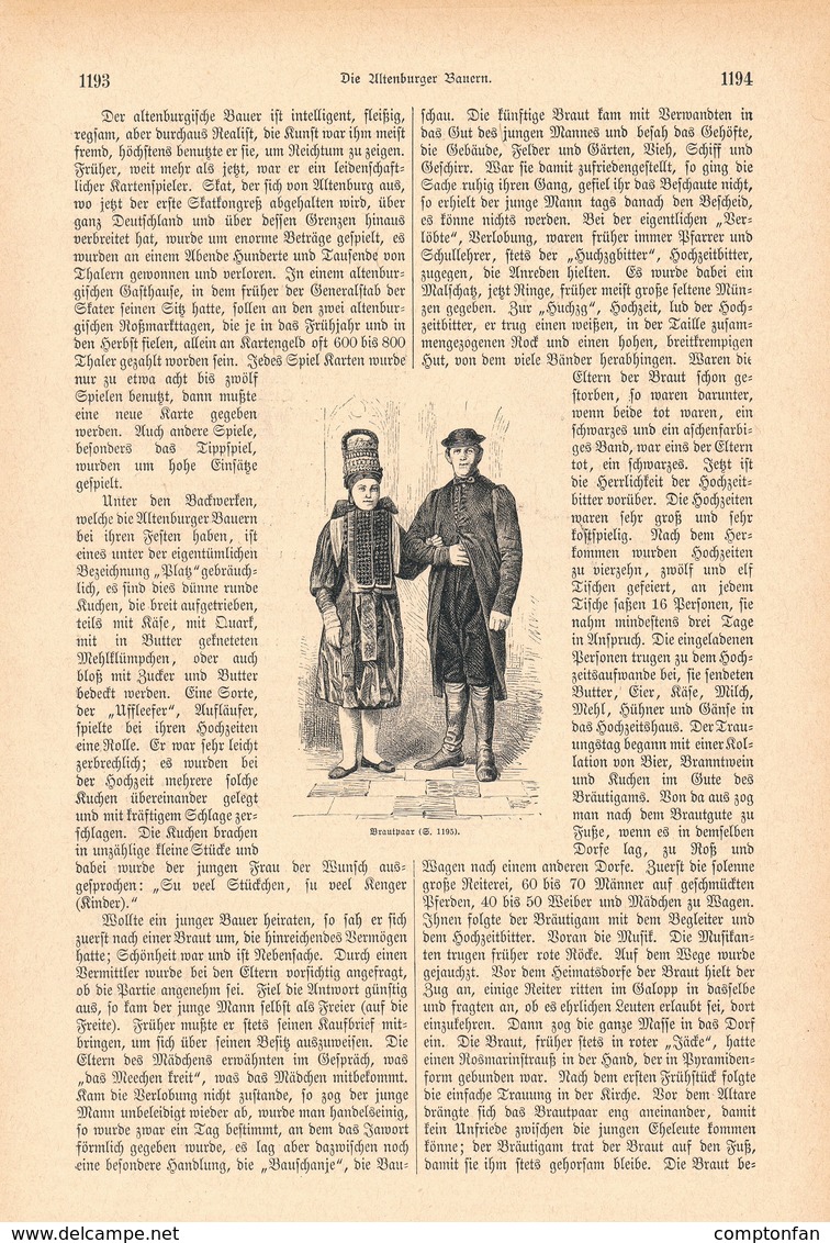 A102 120 - Altenburger Bauern Sachsen 1 Artikel Mit Ca. 7 Bildern Von 1886 !! - Sonstige & Ohne Zuordnung