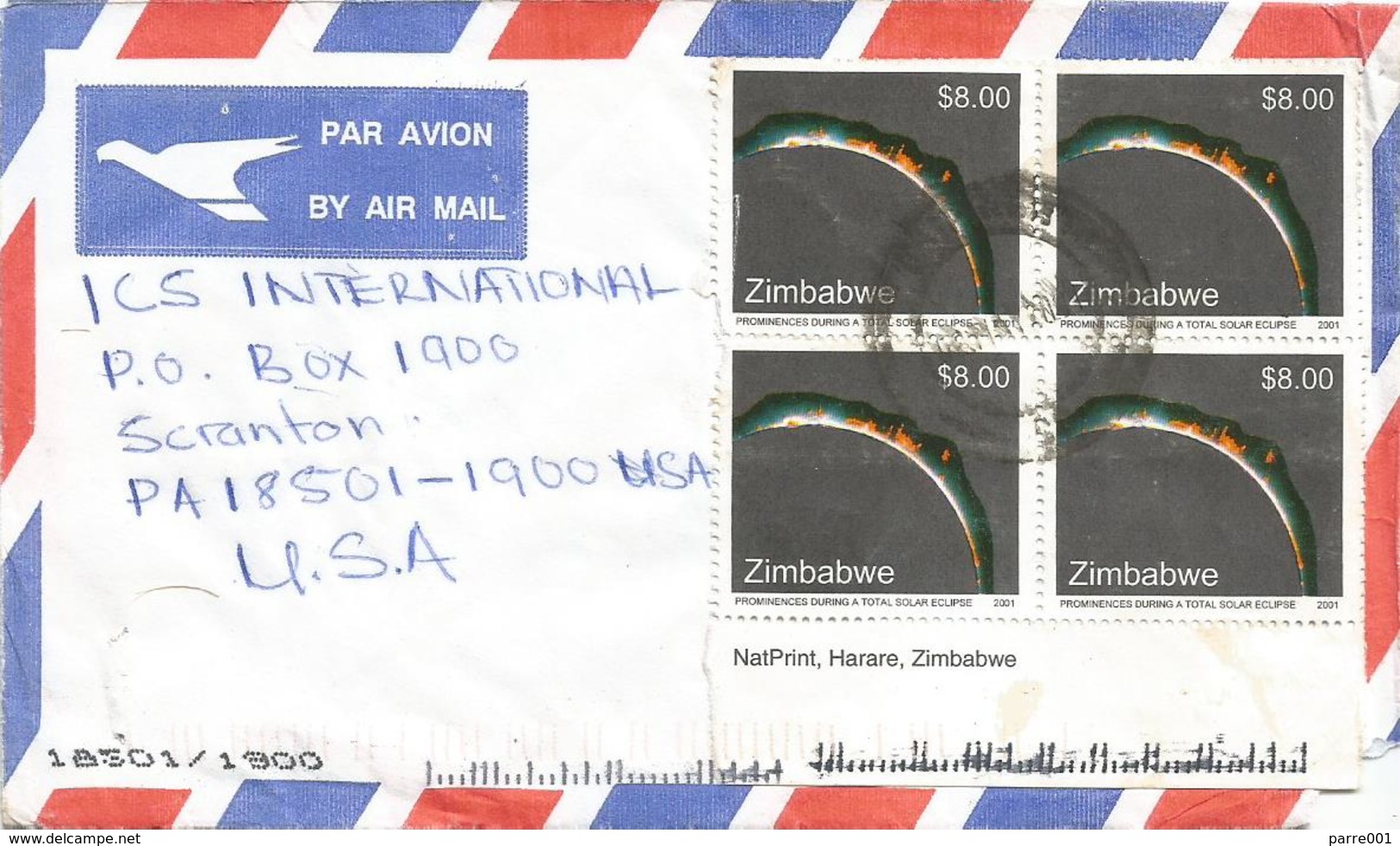 Zimbabwe 2001 Harare Solar Eclipse Cover - Zimbabwe (1980-...)