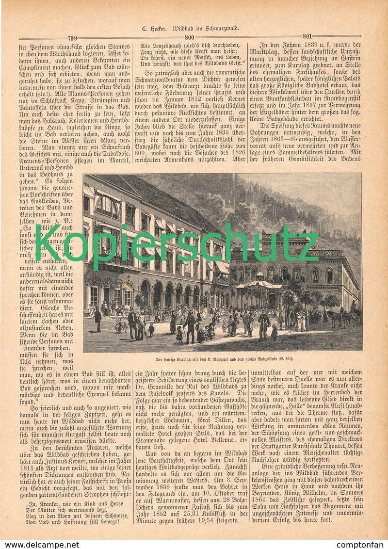 A102 122 - Wildbad Schwarzwald 1 Artikel Mit Ca. 11 Bildern Von 1890 !! - Sonstige & Ohne Zuordnung