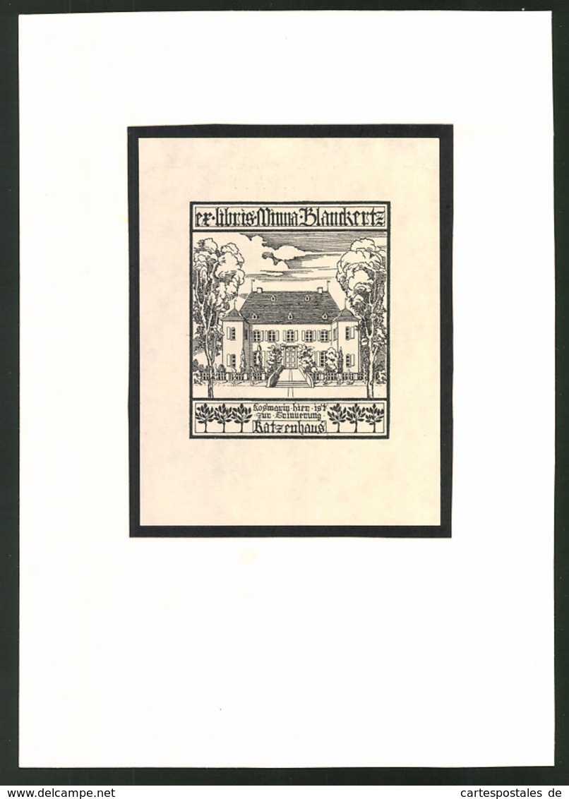 Exlibris Minna Blanckertz, Villa Katzenhaus, Gebäudeansicht - Exlibris