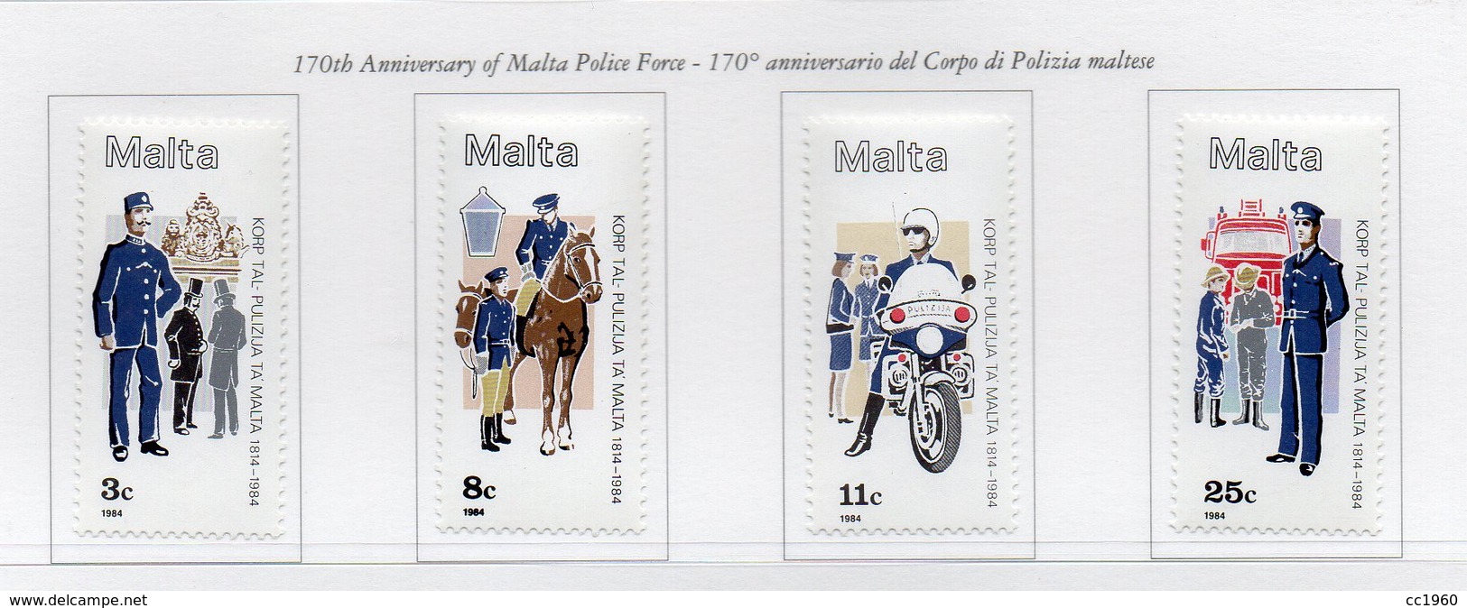 Malta - 1984 - 170°Anniversario Del Corpo Di Polizia Maltese - 4 Valori - Nuovi - Vedi Foto - (FDC13882) - Malta