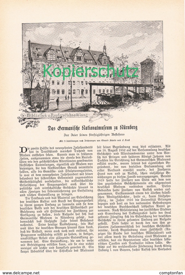 A102 127 Germanische Nationalmuseum Nürnberg  1 Artikel Mit Ca. 9 Bildern Von 1902 !! - Musées & Expositions