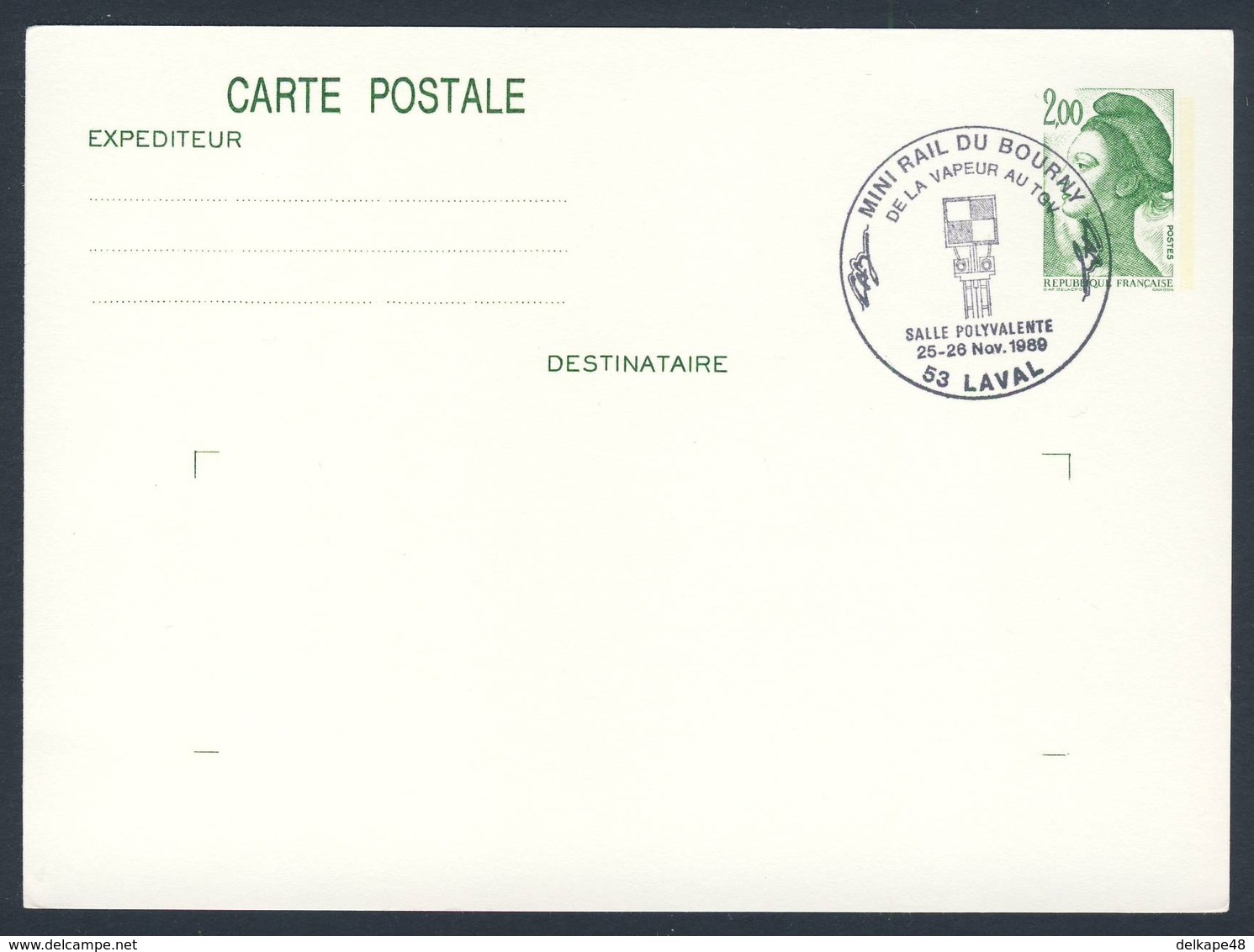 France Rep. Française 1989 Card Karte Carte - Mini Rail Du Bourny - De La Vapeur Au TGV, Musée Laval / Verein Und Museum - Treinen