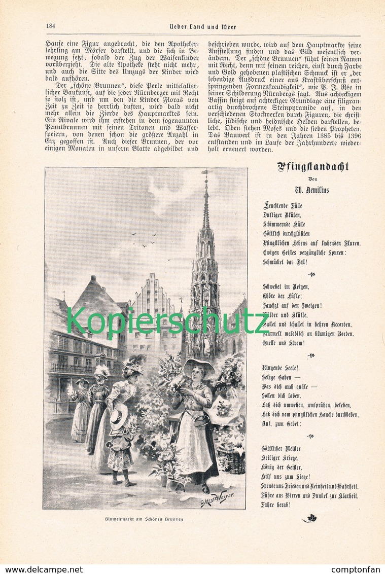 A102 128 - Bilder Aus Nürnberg Blumenmarkt  1 Artikel Mit Ca. 3 Bildern Von 1902 !! - Sonstige & Ohne Zuordnung