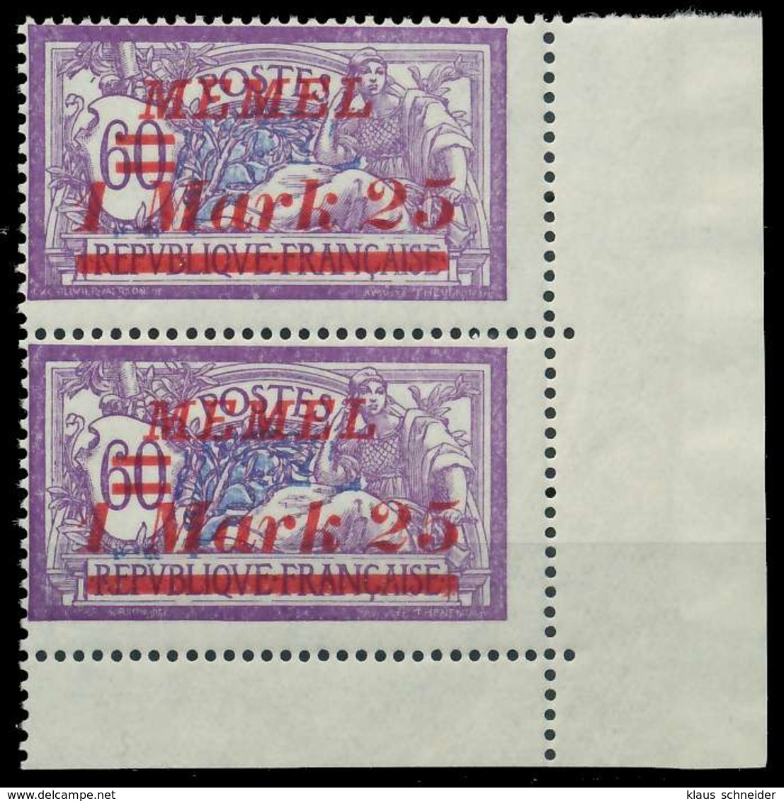 MEMEL 1922 Nr 65 Postfrisch SENKR PAAR ECKE-URE X887C7A - Memelgebiet 1923
