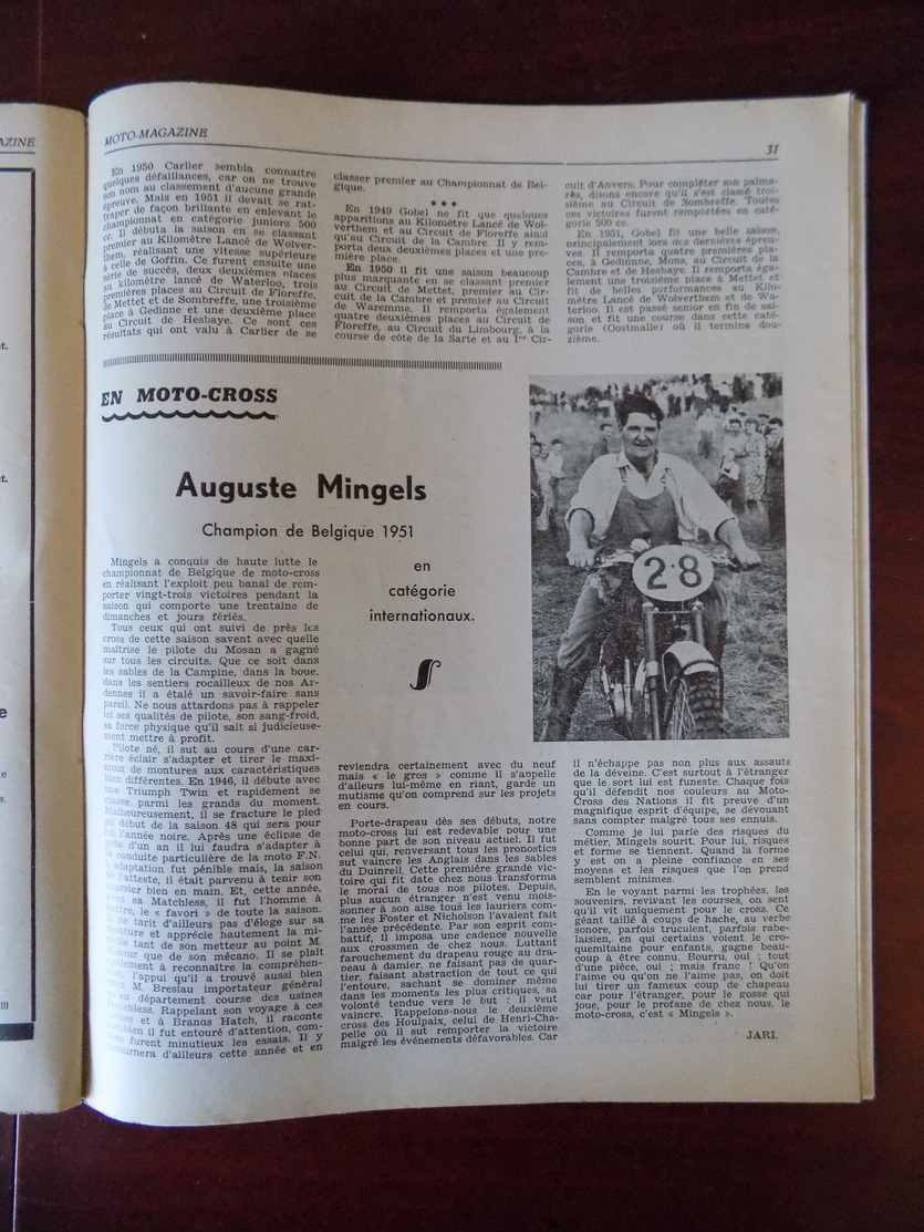 Moto magazine n° 18 tour de Belgique ( Aywaille - Molenbeek ..) - les champions 1951 - raffinerie Tirlemontoise