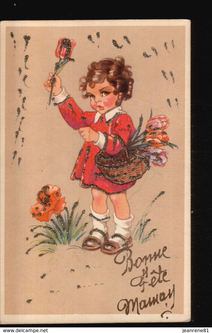 LOT241.....5 CPA ILLUSTRATIONS ENFANTS...PAILLETTES - 5 - 99 Postcards