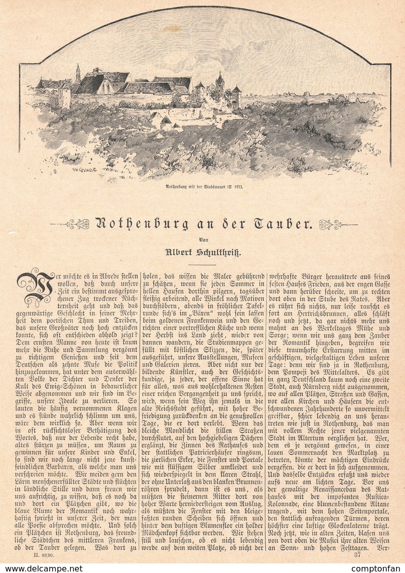 A102 129 - Rothenburg Tauber 1 Artikel Mit Ca. 20 Bildern Von 1890 !! - Sonstige & Ohne Zuordnung