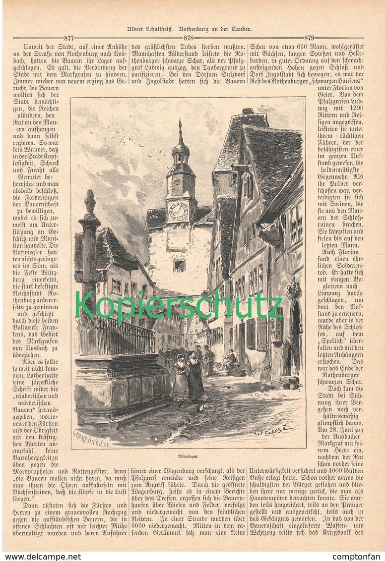 A102 129 - Rothenburg Tauber 1 Artikel Mit Ca. 20 Bildern Von 1890 !! - Sonstige & Ohne Zuordnung