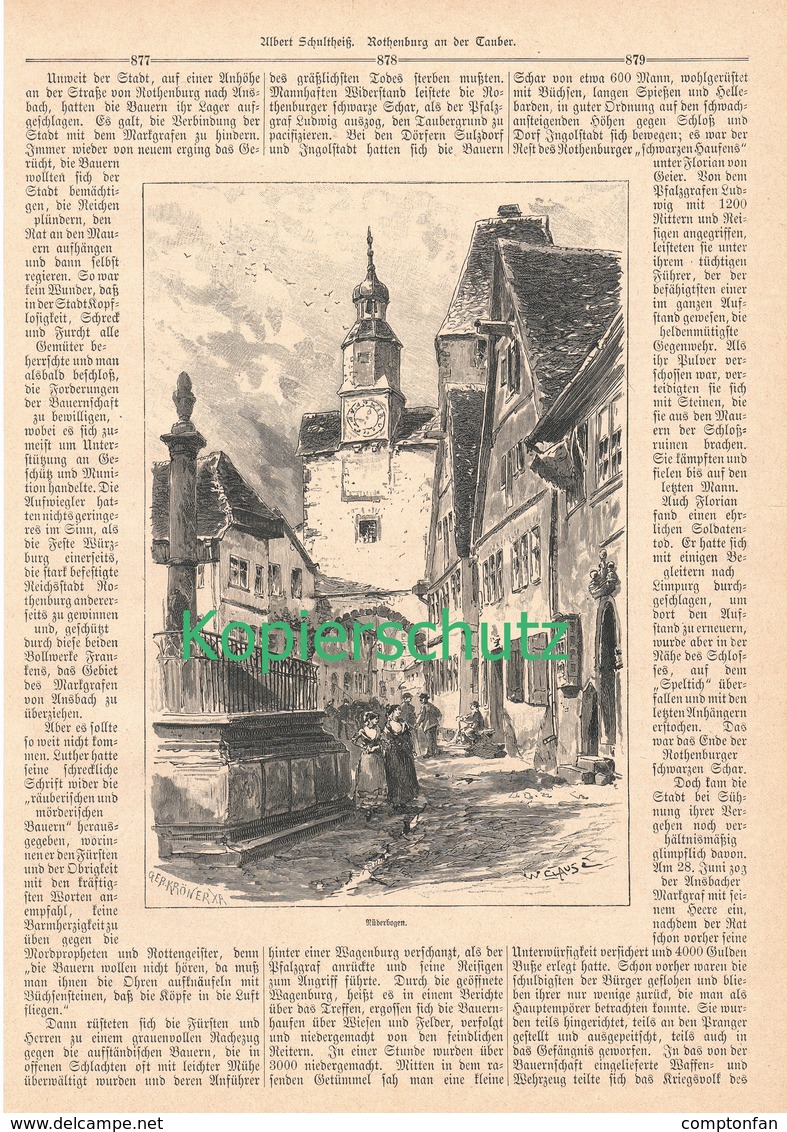 a102 129 - Rothenburg Tauber 1 Artikel mit ca. 20 Bildern von 1890 !!