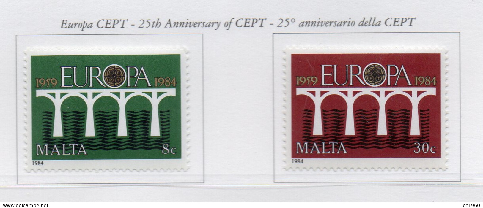 Malta - 1984 - 25° Anniversario Della CEPT - 2 Valori - Nuovi - Vedi Foto - (FDC13884) - Malte