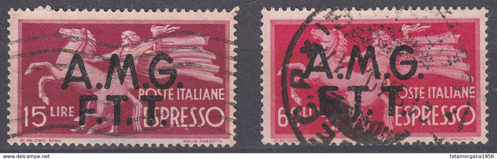 TRIESTE  Zona A AMG-FTT - 1947/1948 - Lotto 2 Valori Usati: Yvert Espresso 1 E 4. - Express Mail