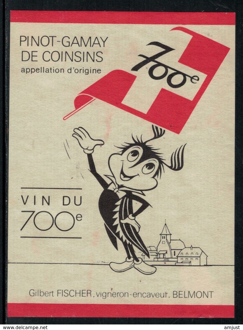 Rare // Etiquette De Vin // 700ème De La Confédération // Pinot-Gamay, Vin Du 700ème - 700 Anni Della Confederazione Elvetica