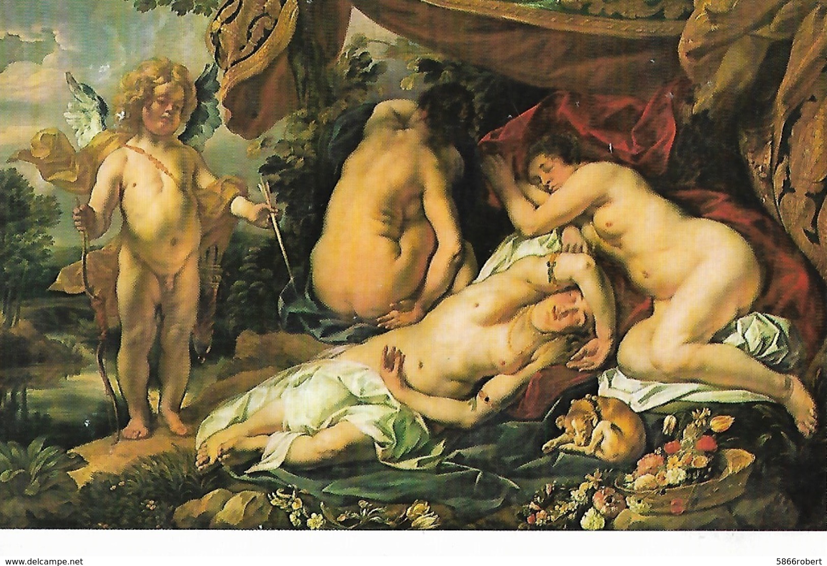 CARTE POSTALE ORIGINALE 10CM/15CM MUSEE ROYAL D' ANVERS J. JORDAENS VENUS ENDORMIE FEMMES NUES PIN UP SEXY EROTIC - Pittura & Quadri