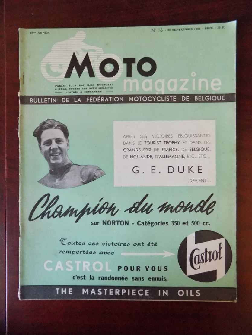 Moto Magazine N° 16 Roi Léopold Et Prince Baudouin - Carburants - Circuit De La Tunisie - GP. Nations à Monza - Herstal. - Auto/Moto