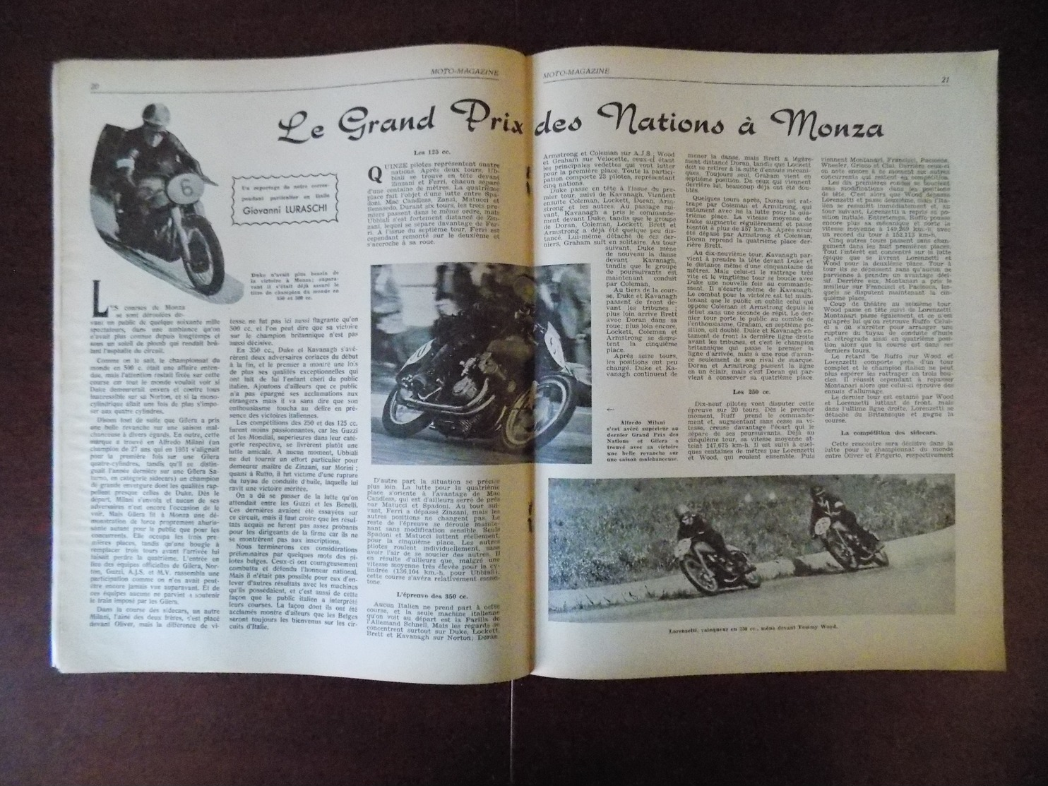 Moto magazine n° 16 Roi Léopold et Prince Baudouin - carburants - circuit de la Tunisie - GP. Nations à Monza - Herstal.