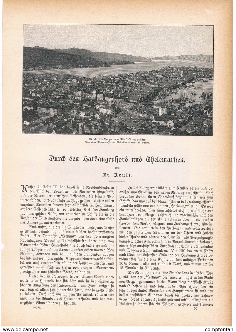 142 Norwegen Hardangerfjord 1 Artikel Mit 8 Bildern Von 1894 !! - Sonstige & Ohne Zuordnung