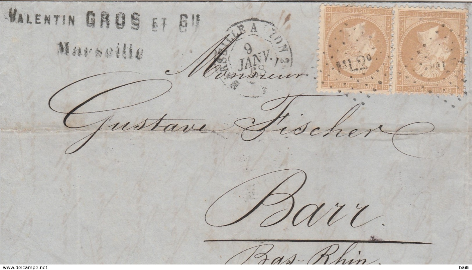 France Ambulant Marseille à Lyon Sur Lettre 1868 - Bahnpost