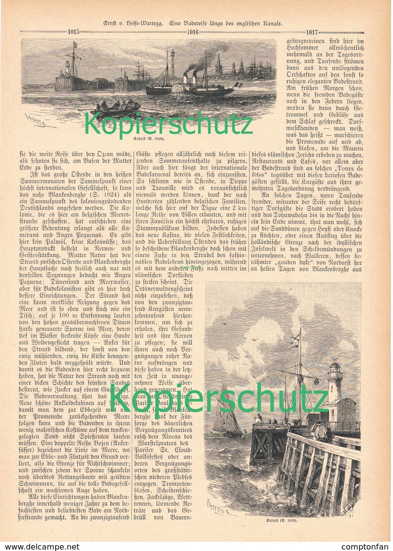 A102 143 - Boulogne Ostende Englischer Kanal 1 Artikel Mit 12 Bildern Von 1889 !! - Sonstige & Ohne Zuordnung