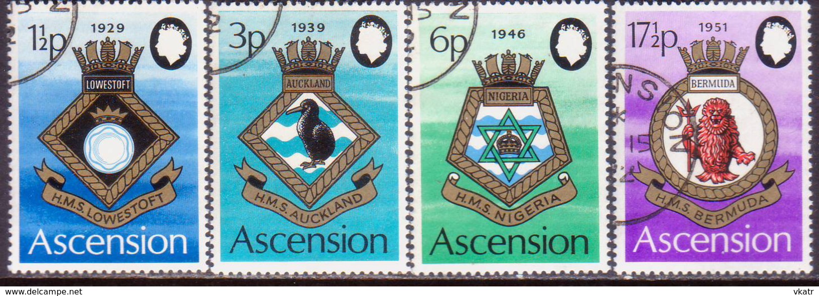 ASCENSION 1972 SG #154-58 Compl.set+m/s Used Royal Naval Crests (4th Series) - Ascensión