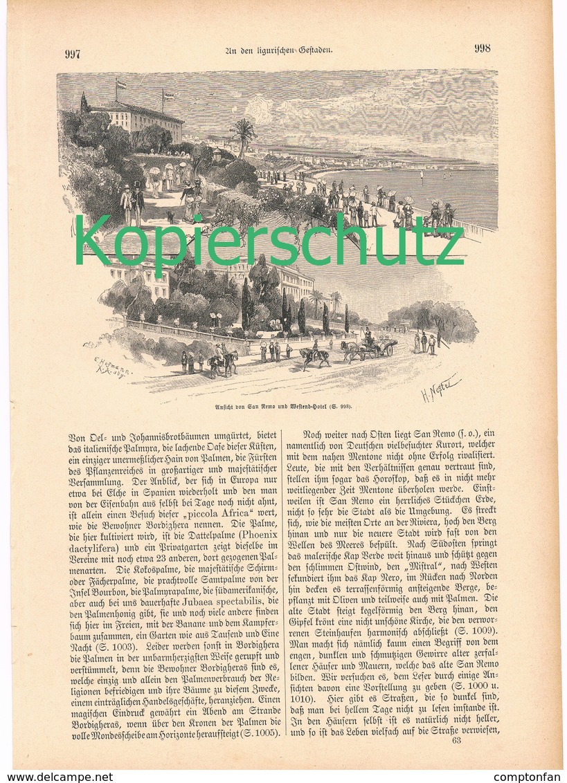 A102 147 Liguria Ligurien Ligurische Gestaden 1 Artikel Mit 18 Bildern Von 1886 !! - Sonstige & Ohne Zuordnung