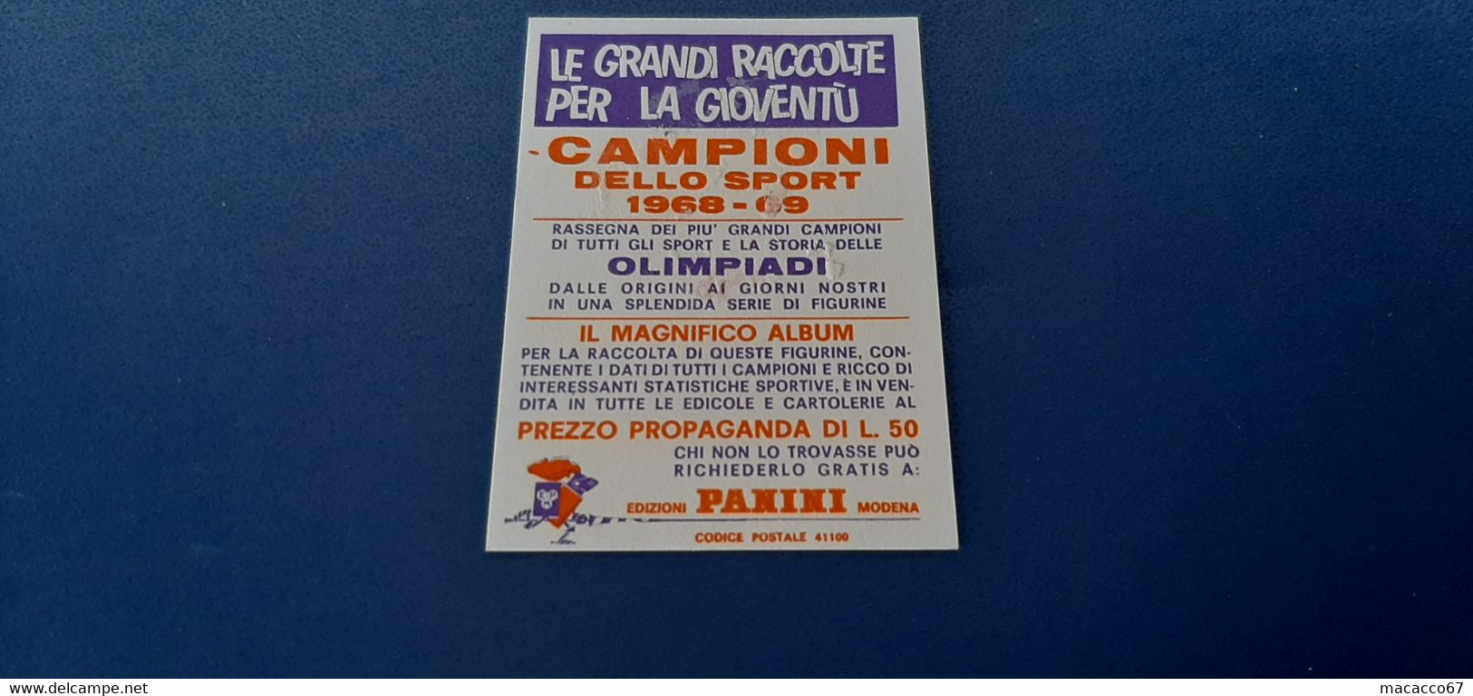 Figurina Panini Campioni Dello Sport 1968 - 168 Vito Taccone - Edizione Italiana