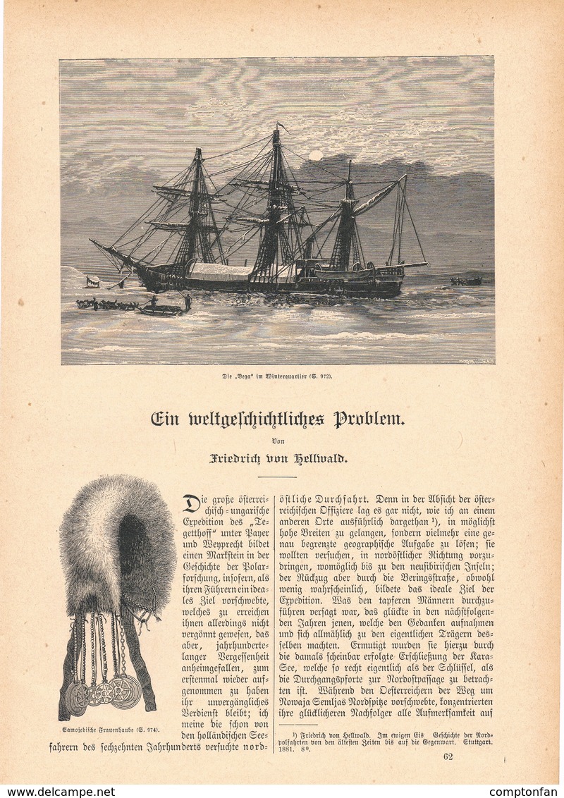 A102 150 Adolf Erik Nordenskiöld Polarforschung Vega 1 Artikel Mit Ca.18 Bildern Von 1886 !! - Sonstige & Ohne Zuordnung