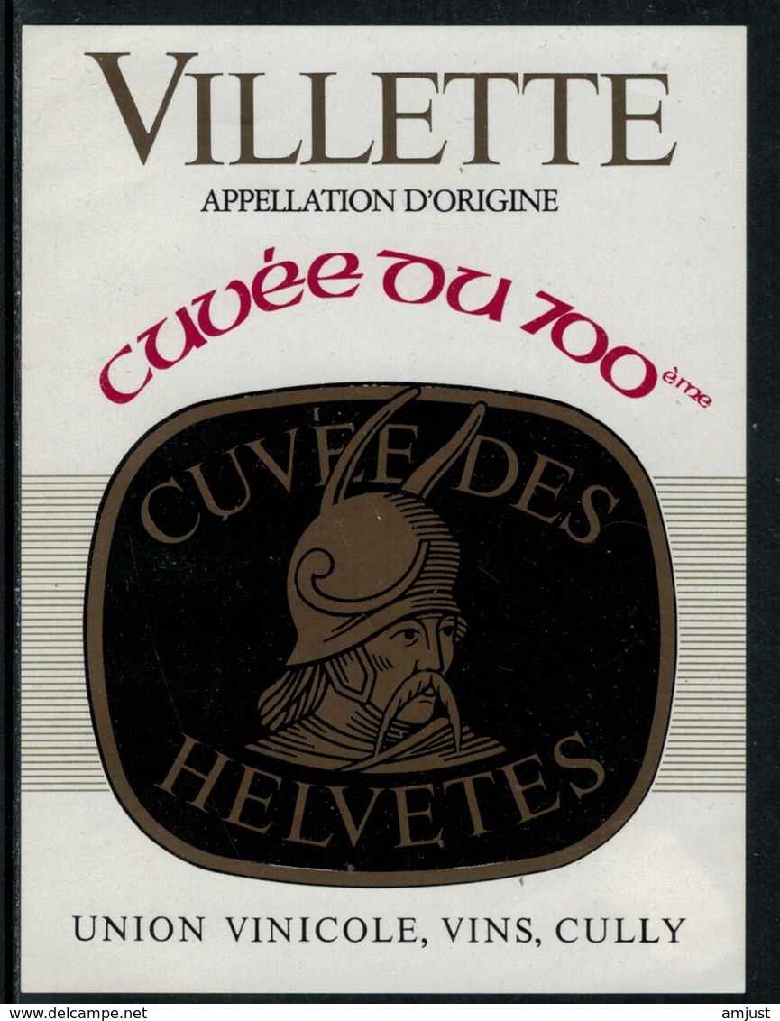 Rare // Etiquette De Vin // 700ème De La Confédération // Villette, Vin Du 700ème - 700 Años De La Confederación Helvética