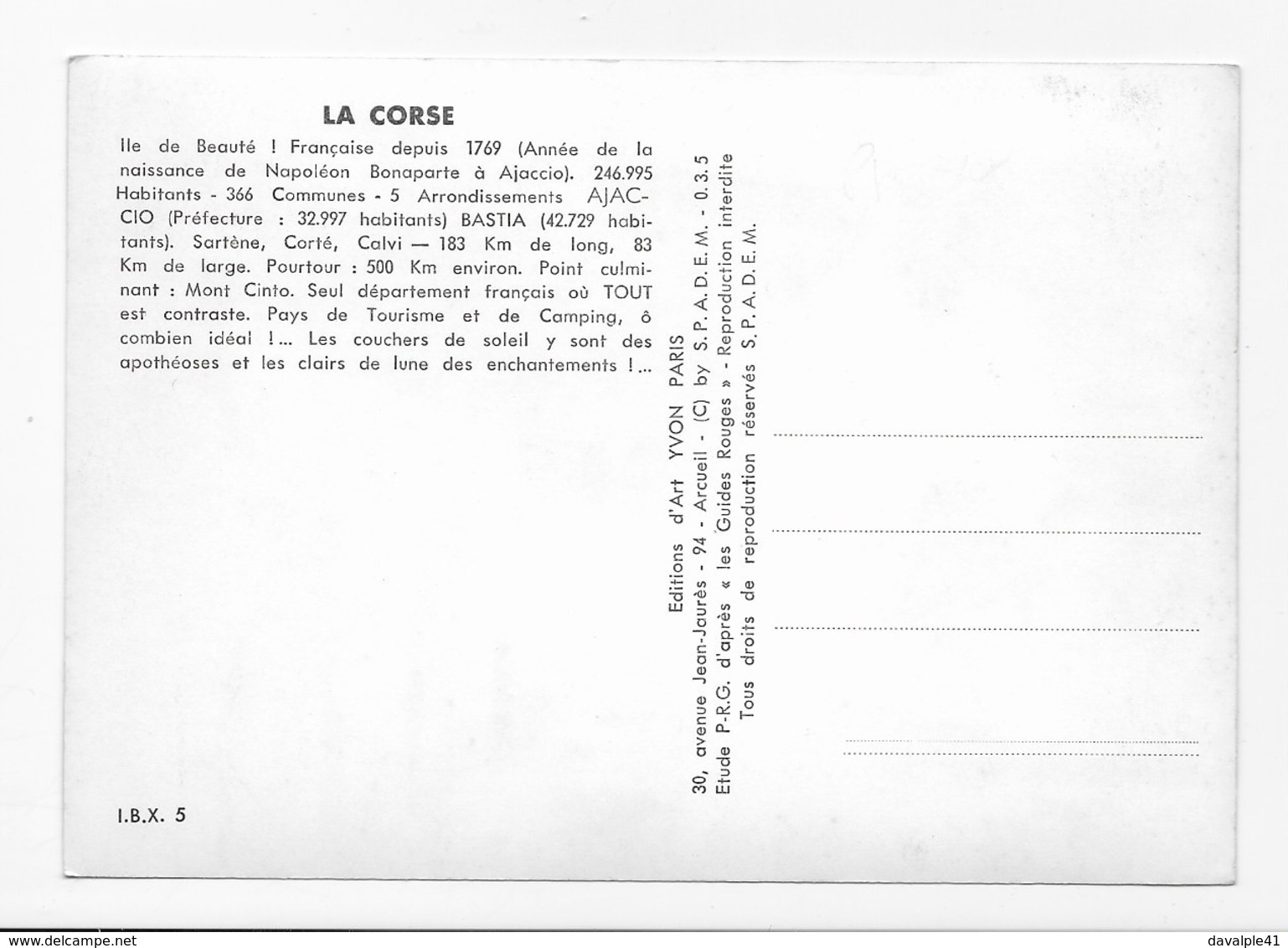 20 CORSE  CARTE GÉOGRAPHIE  CONTOUR  DÉPARTEMENTAL TRÈS BON ETAT 2 SCANS - Autres & Non Classés